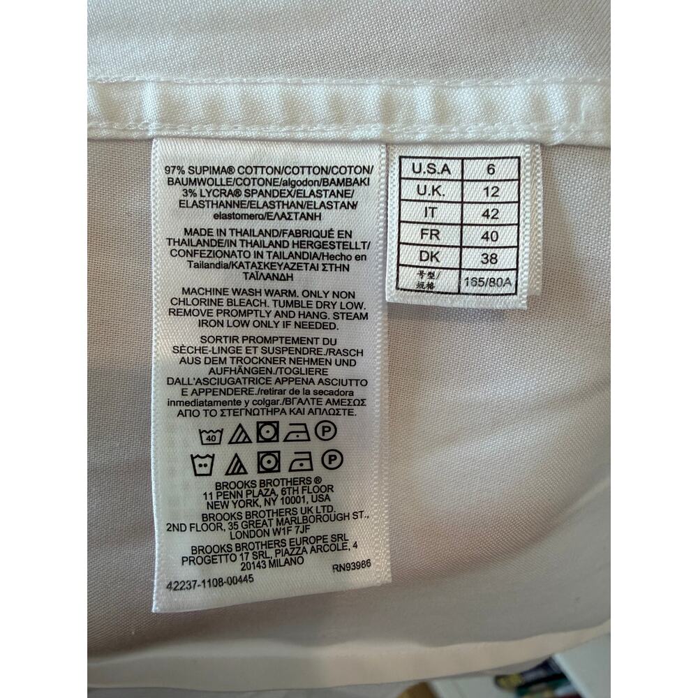 Brooks Brothers Fitted Iron-Free Supima Sleeveless Ruffle Blouse Size 6 - Picture 6 of 7